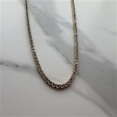 10K PLATED STERLING SILVER TENNIS CHAIN W/ LAB GROWN DIAMONDS 44.9G